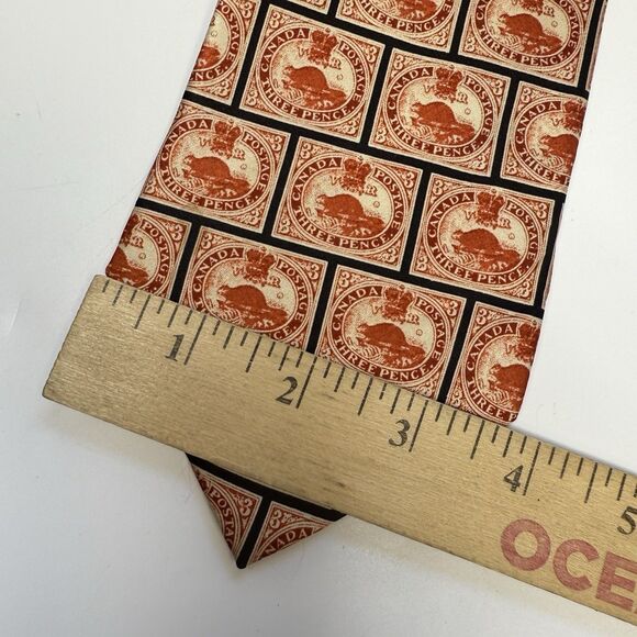 Museum Artifacts Province Of Canada 1851 First Postage Stamp 100% Silk Neck Tie - Picture 7 of 7